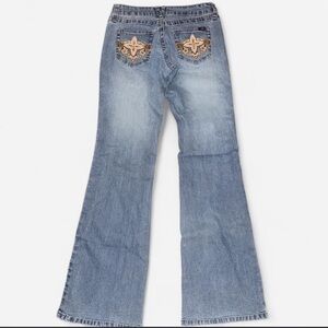 Angels Light Blue Flare Jeans with Embroidered Back Pockets